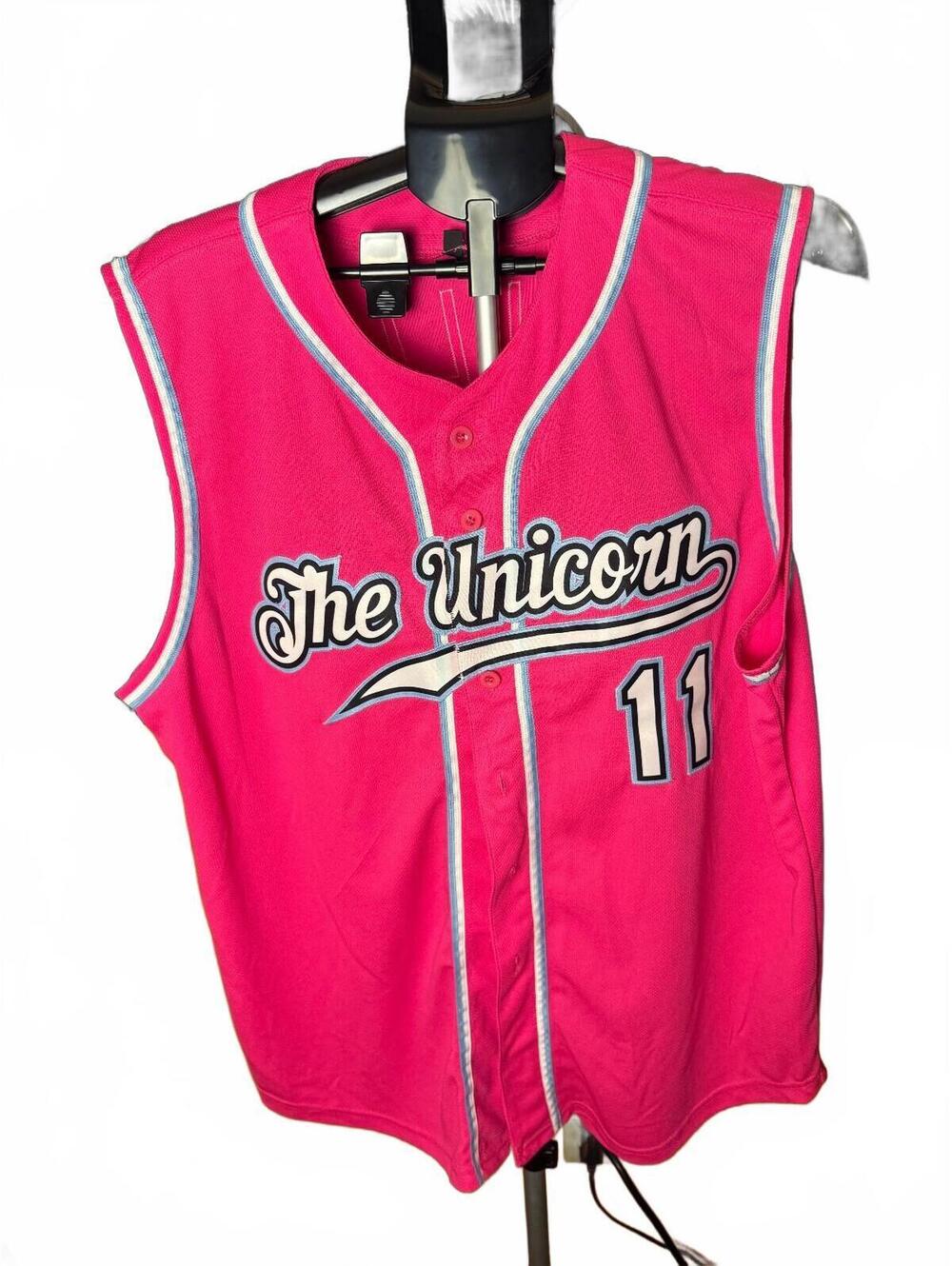 One of a kind Unicorn Stallion Pink Sleeveless Baseball Jersey sz XL Unisex